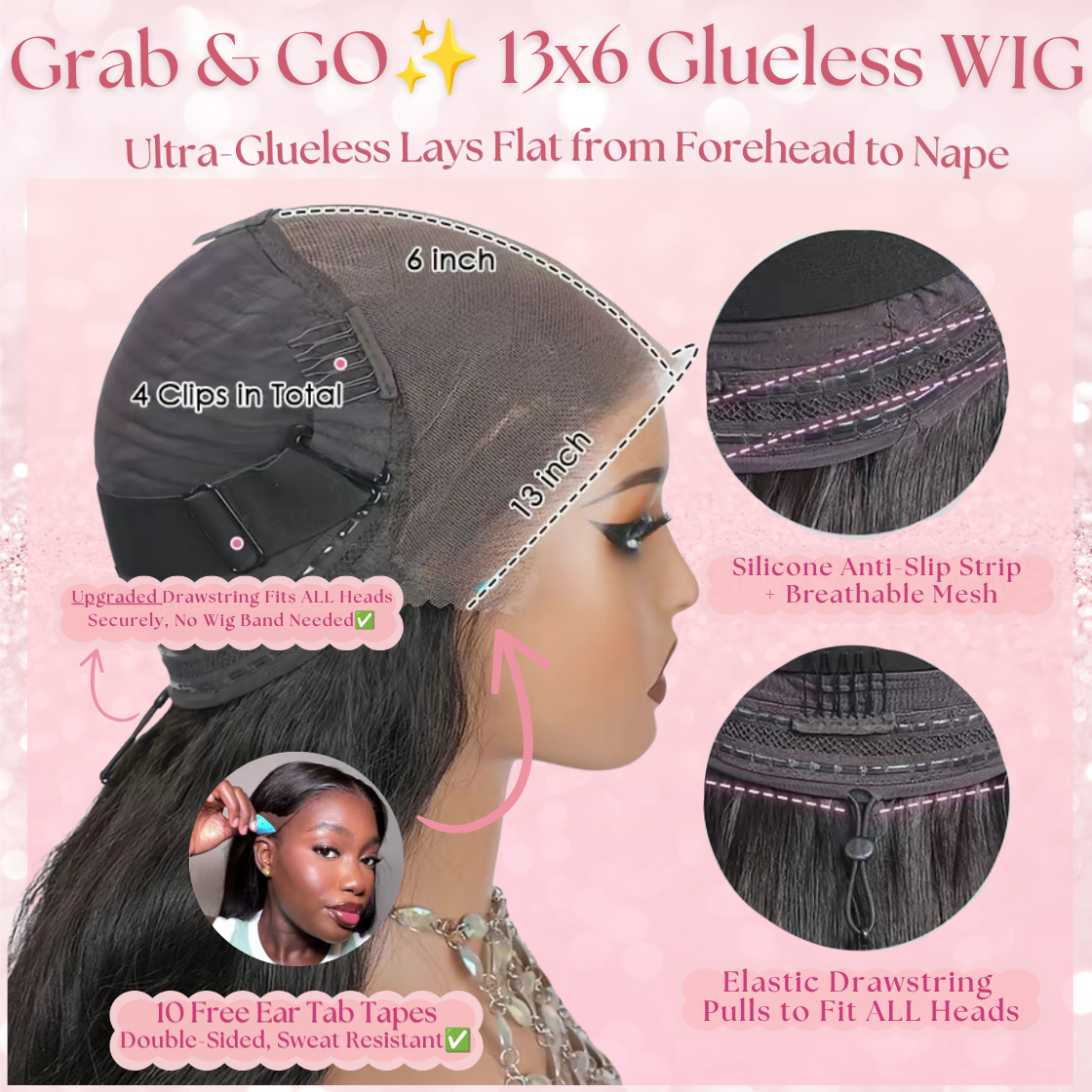 A Straight 13x6 Glueless 22inch Wig Raw 100% Human Hair Blonde 613 Transparent Lace Pre-Cut Pre-Plucked Natural Hairline Adjustable Drawstring Throw On And Go Beginner Friendly Wig