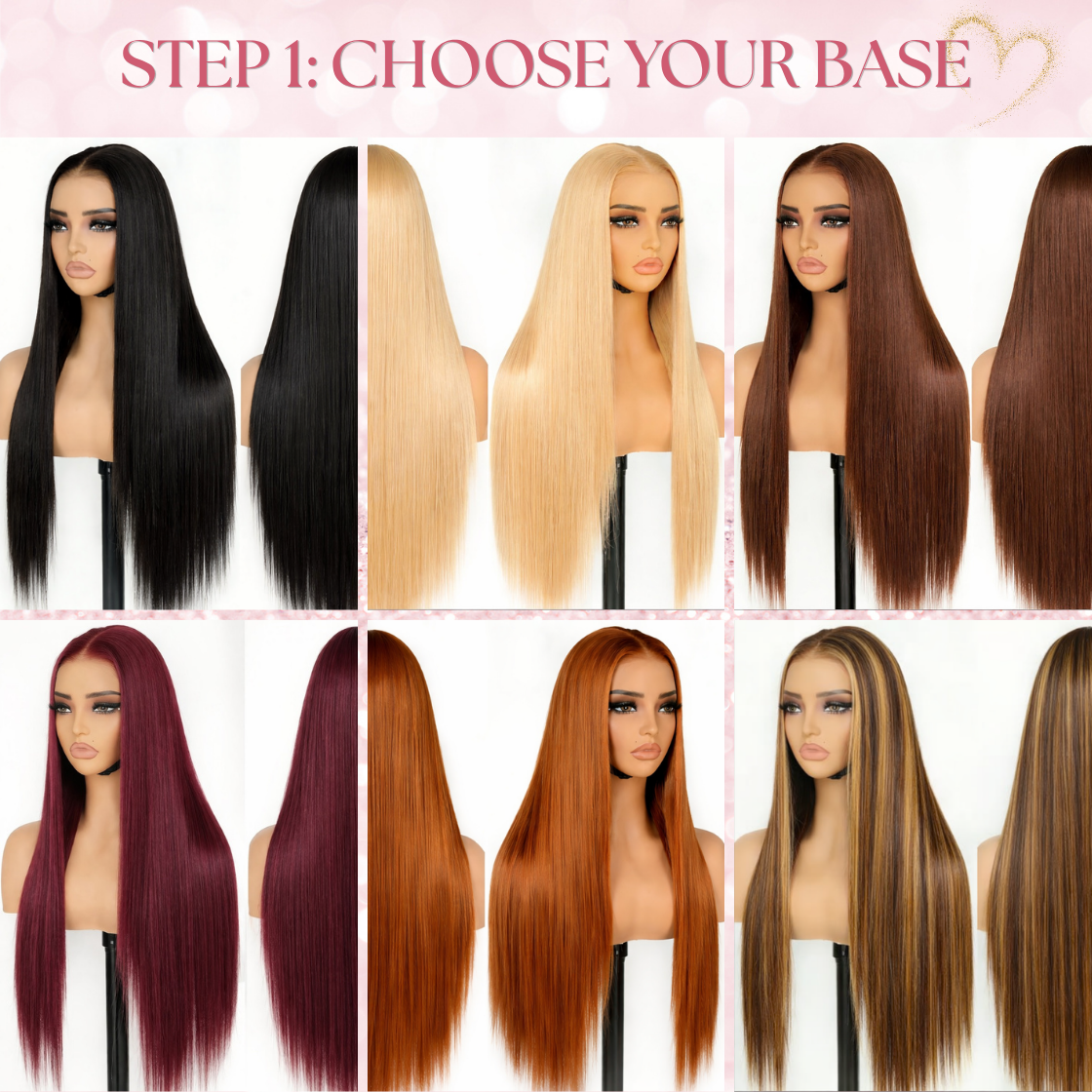 A Straight 13x6 Glueless 22inch Glitter Strand Wig Raw 100% Human Hair Transparent Lace Pre-Cut Pre-Plucked Natural Hairline Drawstring Natural Black, Burgundy Red, Blonde 613, Light Brown, Copper Ginger, Brown with Blonde Highlights Beginner Friendly Wig