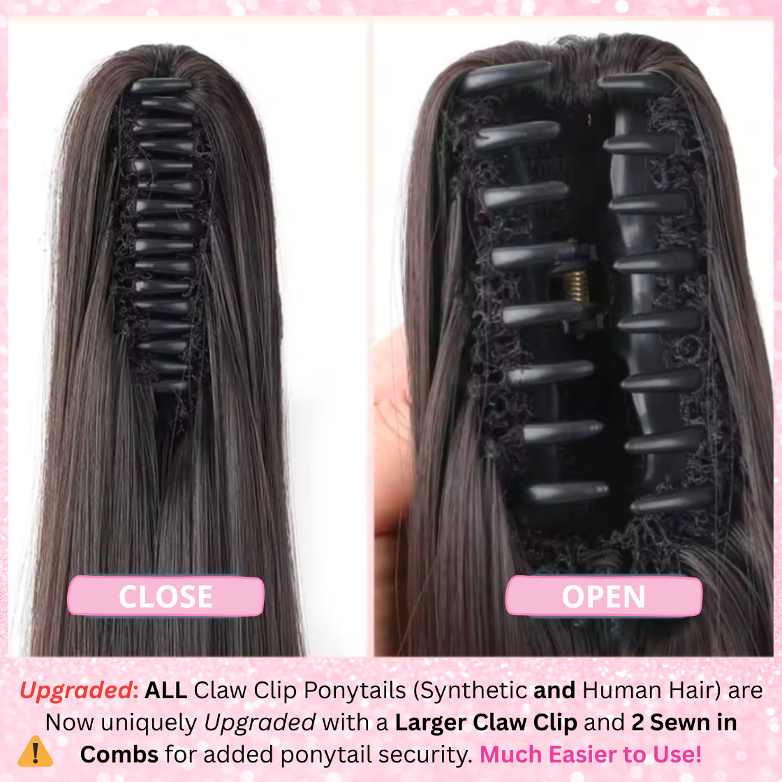 Body Wave Synthetic 2 in 1 Claw Clip Drawstring Ponytail Natural Black