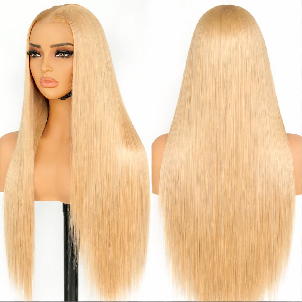 A Straight 9x6 Glueless 22inch HD Lace Wig Raw Human Hair Blonde 613 Pre-Everyting Natural Hairline Drawstring Band Throw On And Go Wig